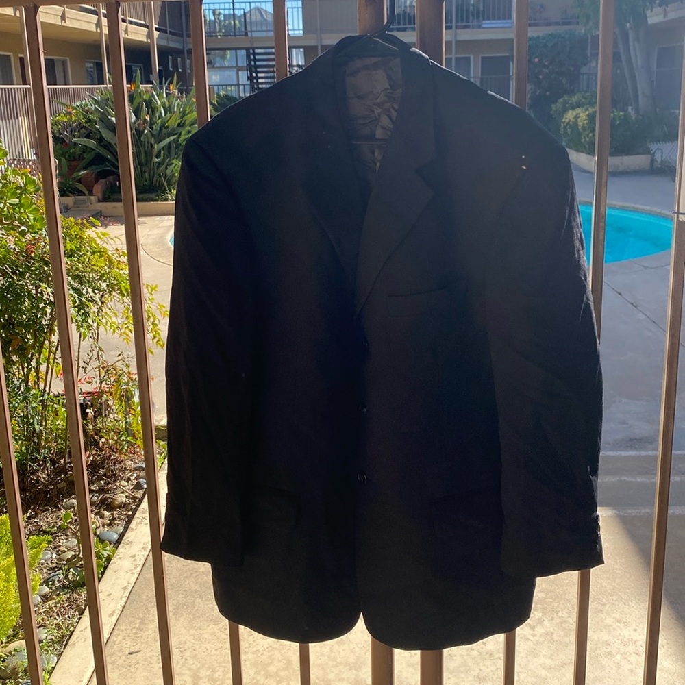 CHARLES JOURDAN PARIS SUIT JACKET BLACK SIZE 44 SHORT 100% WORSTED WOOL🖤🧥